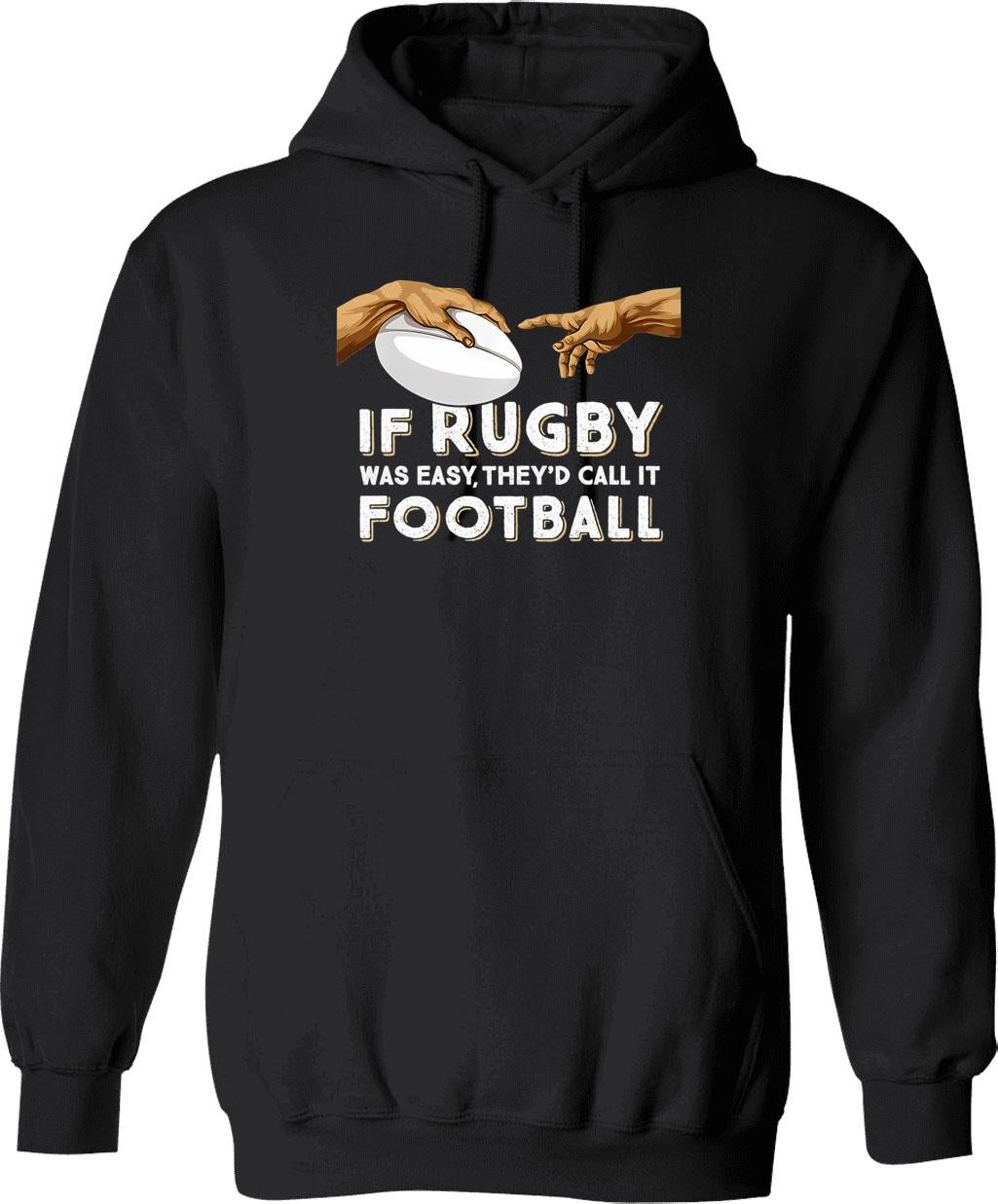Funny Rugby Quote Play Rugby Hoodie - Retro Graphic Pullover Hoodie for Men & Women - Black
