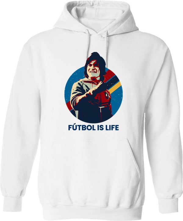 Futbol Is Life Graphic Pullover Hoodie - White