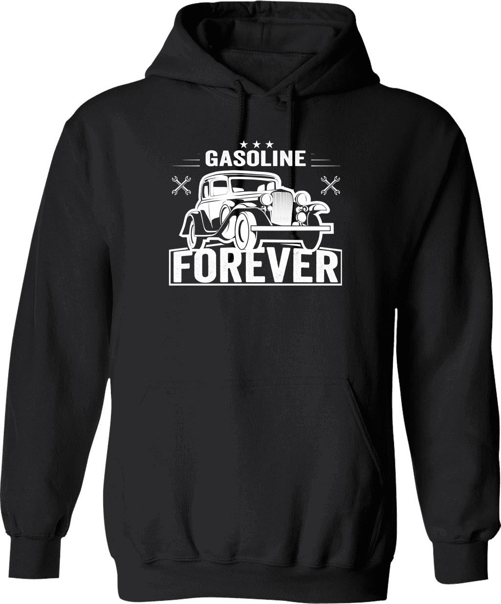 Gasoline Forever Hoodie - Retro Graphic Pullover Hoodie for Men & Women - Black