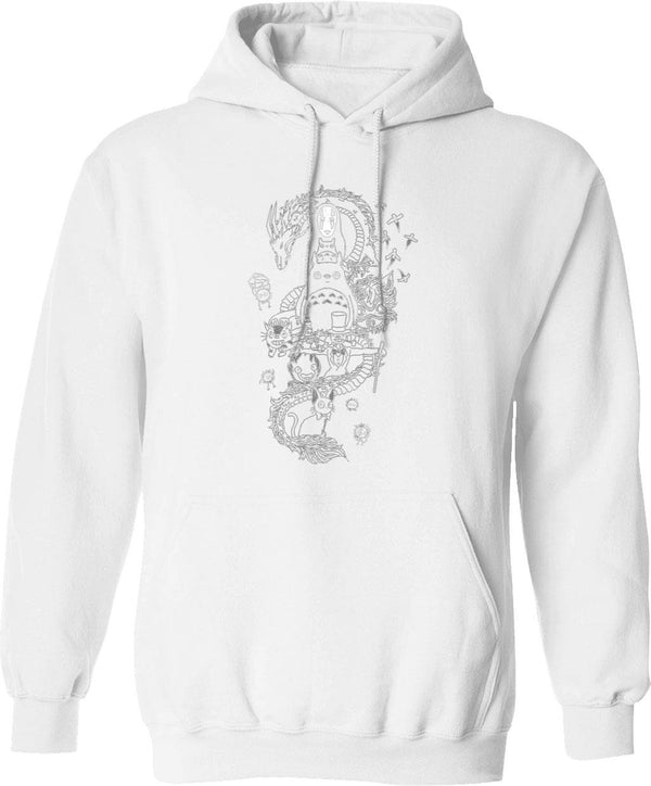 Ghibli Studios Family Graphic Pullover Hoodie - White