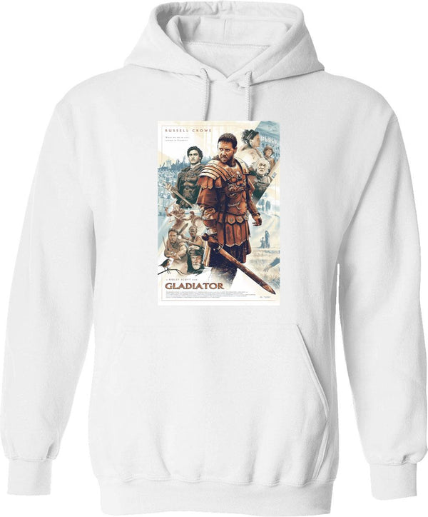 Gladiator Movie Graphic Pullover Hoodie - White
