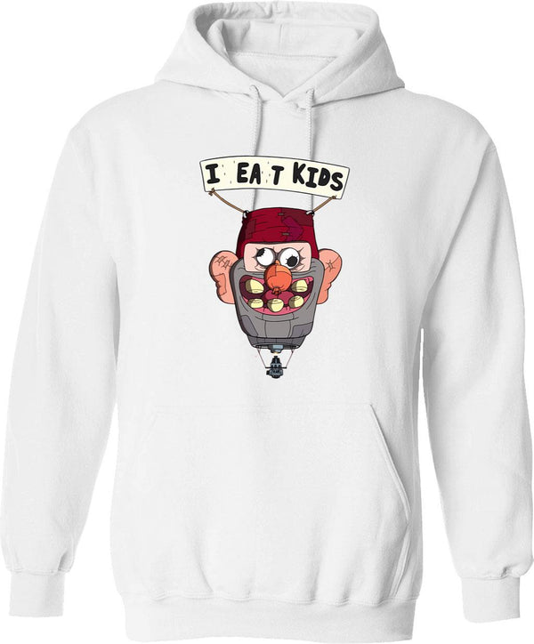 Gravity Falls I Eat Kids Balloon Graphic Pullover Hoodie - White