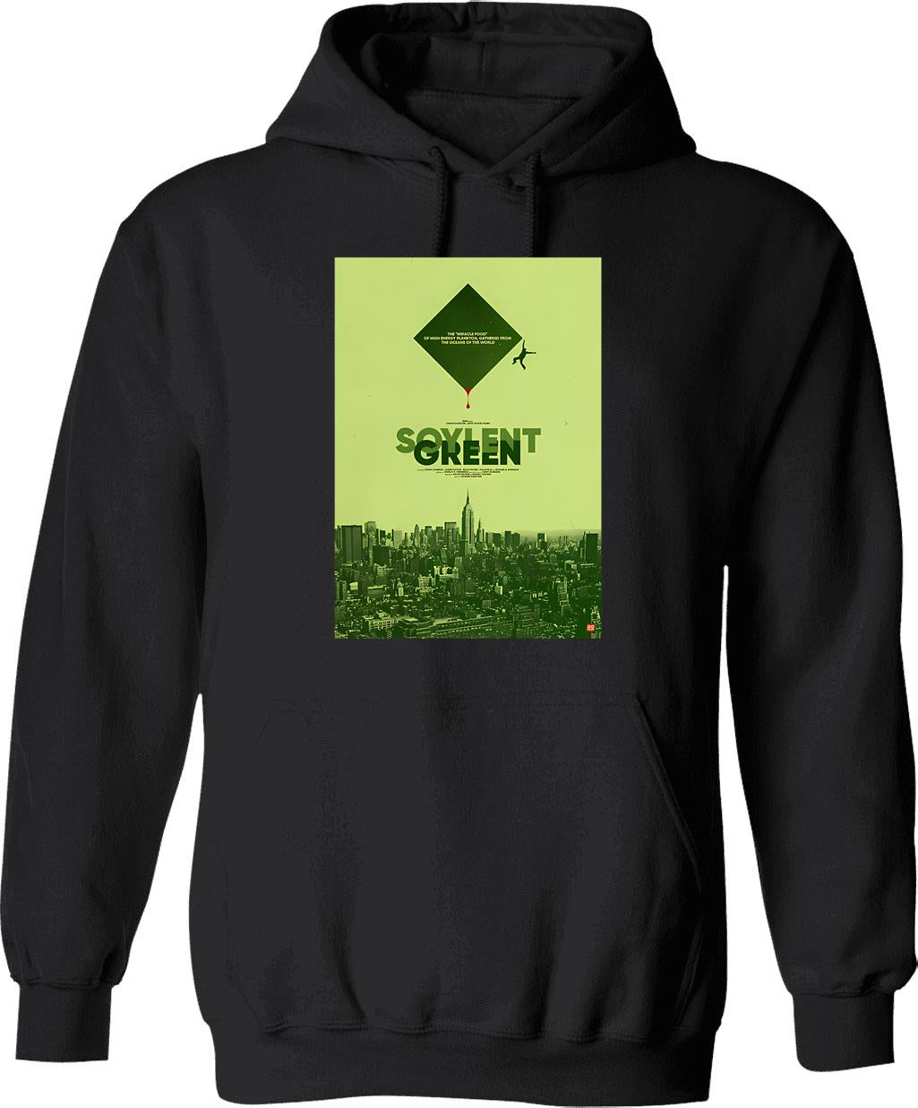 Green Heron Hoodie - Retro Graphic Pullover Hoodie for Men & Women - Black