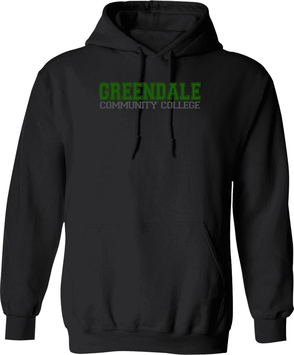 Greendale - College Font Hoodie - Retro Graphic Pullover Hoodie for Men & Women - Black