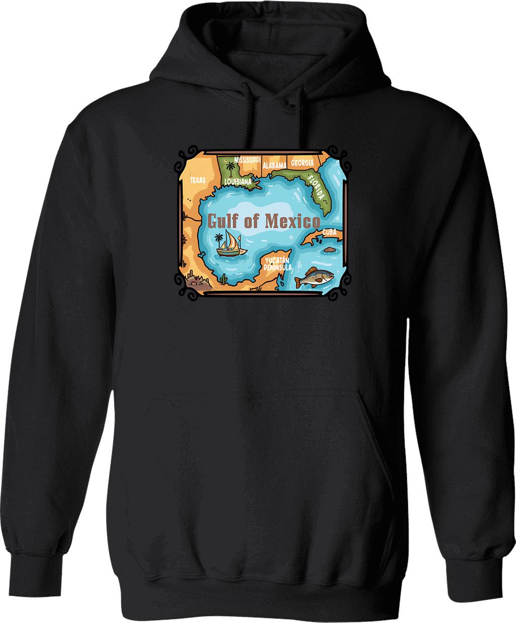 Gulf Of America Fishing Club Hoodie - Retro Graphic Pullover Hoodie for Men & Women - Black