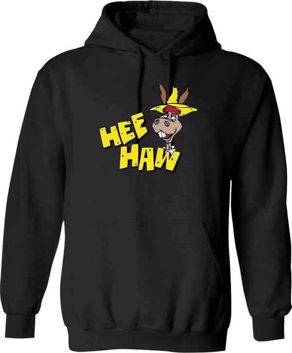 HEE Haw Wo Funny Graphic Pullover Hoodie - Black