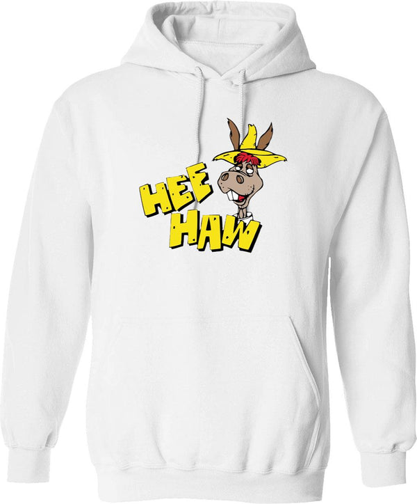 HEE Haw Wo Funny Graphic Pullover Hoodie - White