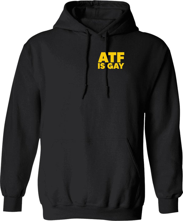 HTY AHS ATF is Gay Human Rights Equality Pride Pocket Print Graphic Pullover Hoodie - Black