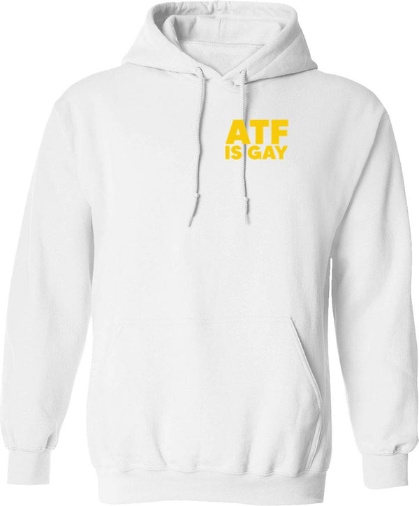 HTY AHS ATF is Gay Human Rights Equality Pride Pocket Print Graphic Pullover Hoodie - White
