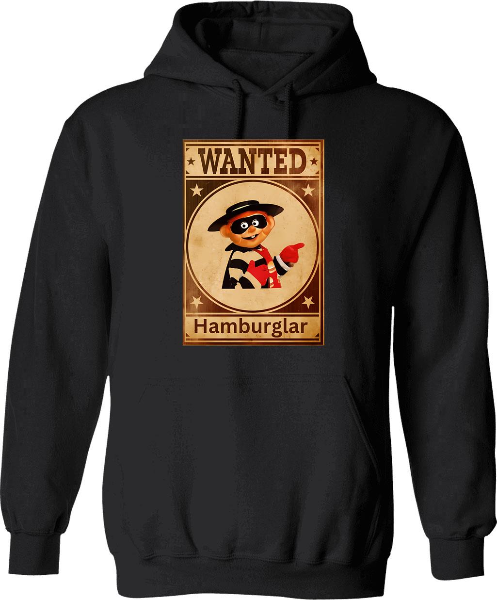 Hamburger Hoodie - Retro Graphic Pullover Hoodie for Men & Women - Black