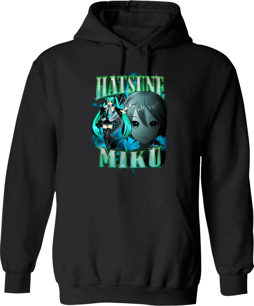 Hatsune Miku Rap Bootleg Graphic Pullover Hoodie - Black