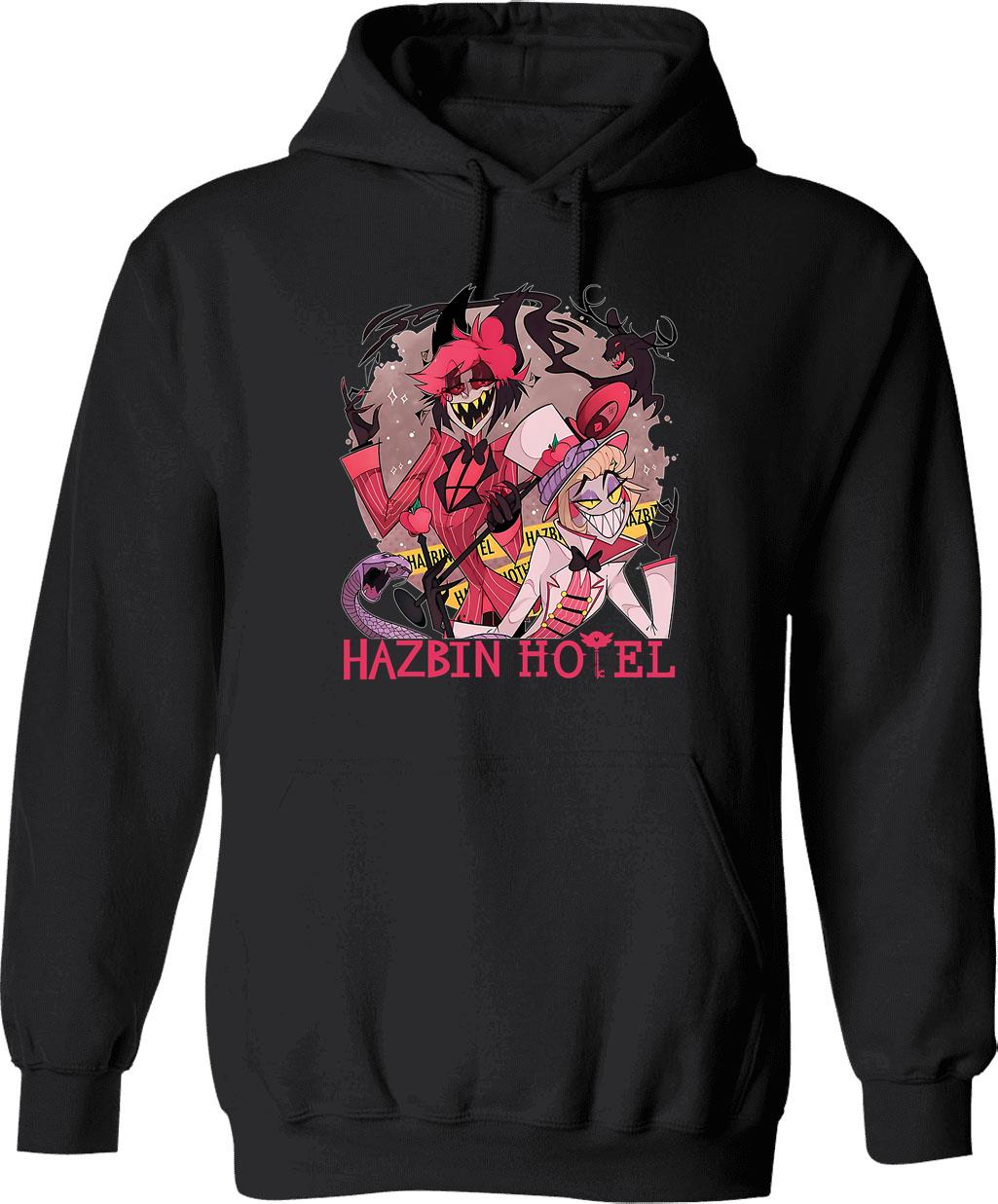 Hazbin Hotel Alastor and Lucifer Classic Graphic Pullover Hoodie - Black