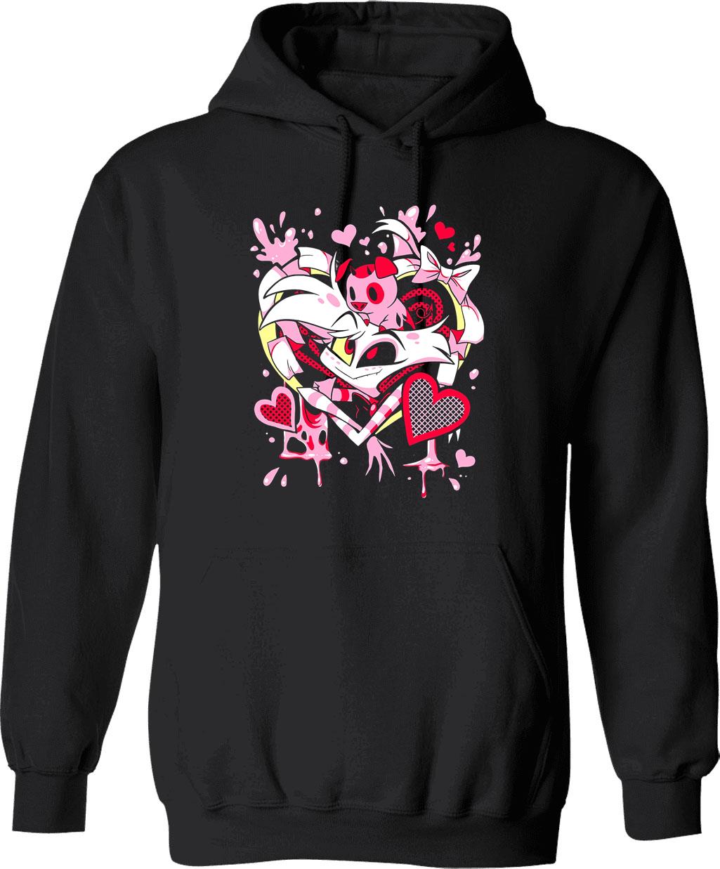 Hazbin Hotel Angel Dust Classic Graphic Pullover Hoodie - Black