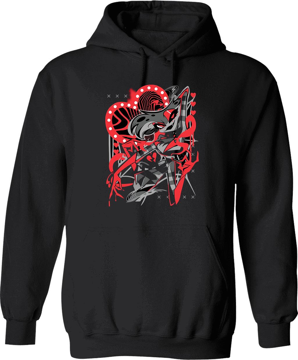 Hazbin Hotel Angel Dust Classic T-Hoodie0787y Black Graphic Pullover Hoodie - Black