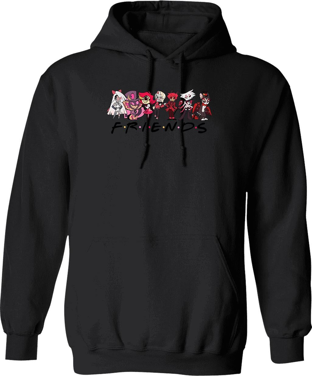 Hazbin Hotel Friend Hoodie Graphic Pullover Hoodie - Black
