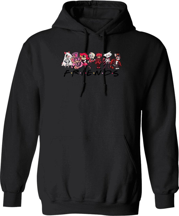 Hazbin Hotel Friend Hoodie Graphic Pullover Hoodie - Black