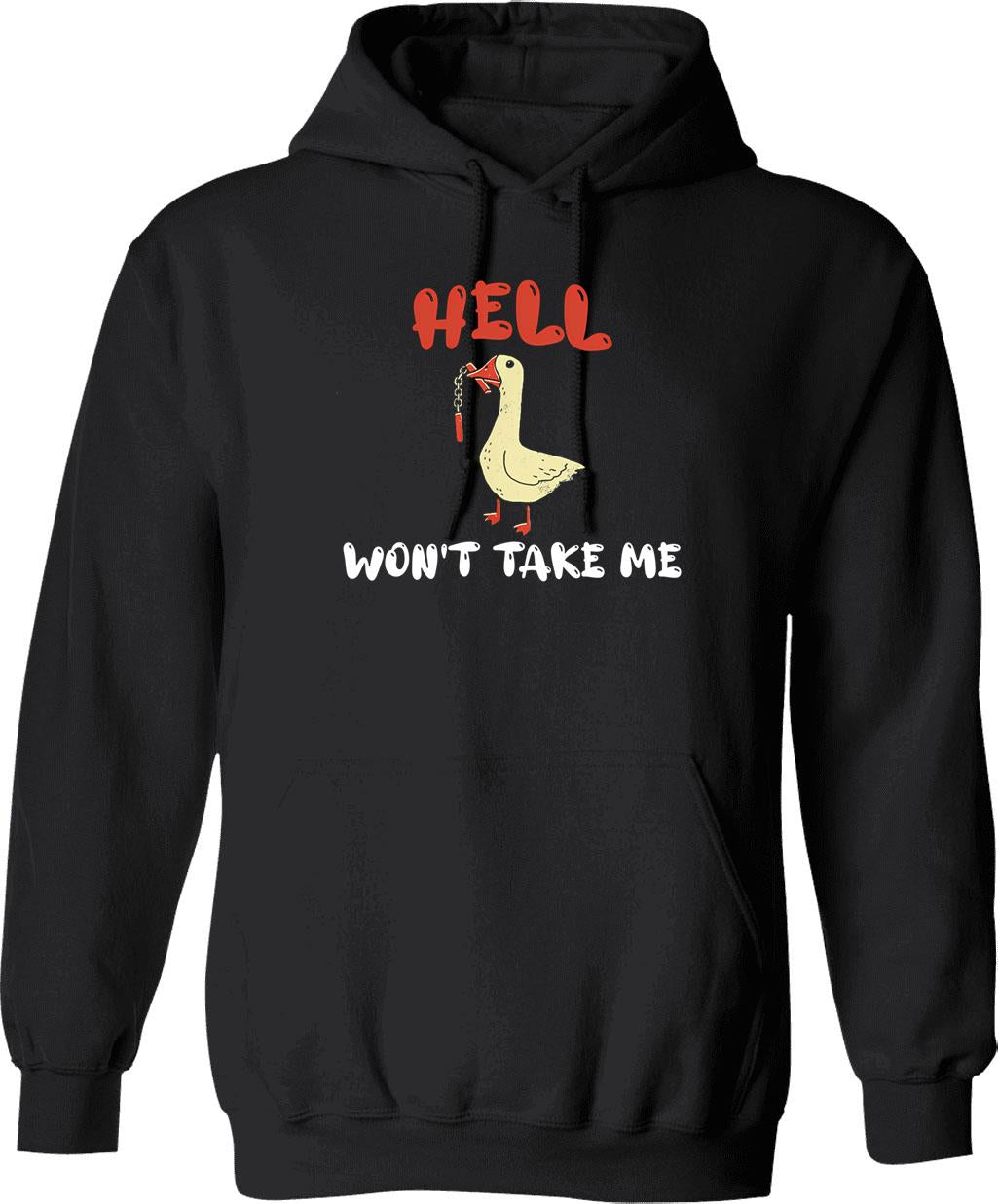 Hell Won't Take Me Hoodie - Retro Graphic Pullover Hoodie for Men & Women - Black