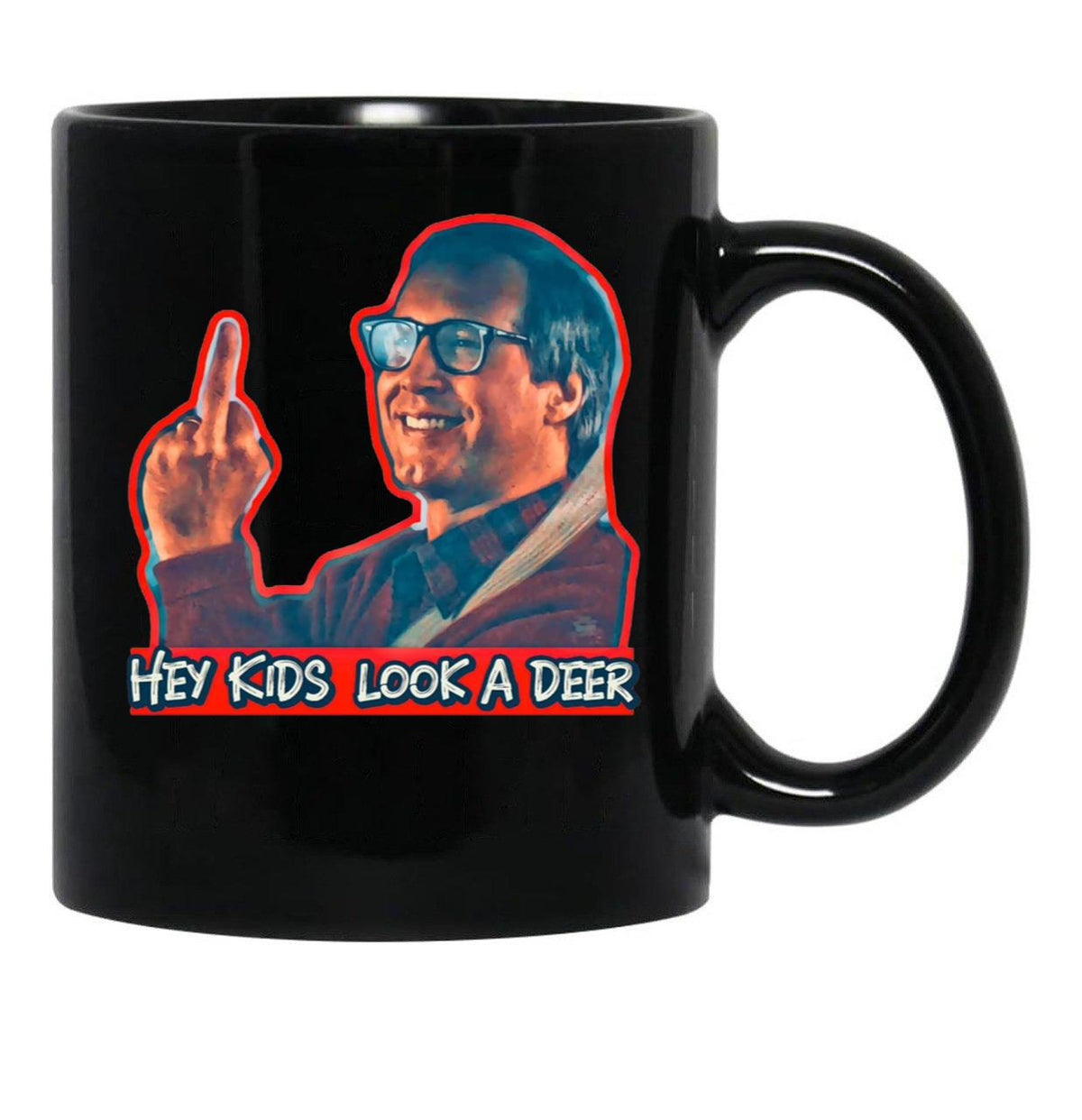 Hey Kids Look A Deer Christmas Vacation Black Coffee Mug, Gift Coffee Mug - Black