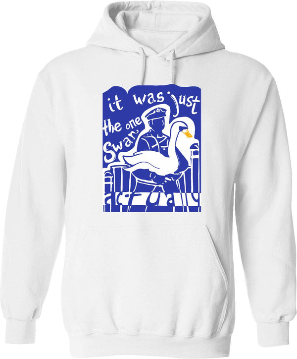 Hot Fuzz Swan Graphic Pullover Hoodie - White