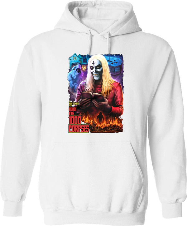House of 1000 Corpses No Funny Books Graphic Pullover Hoodie - White