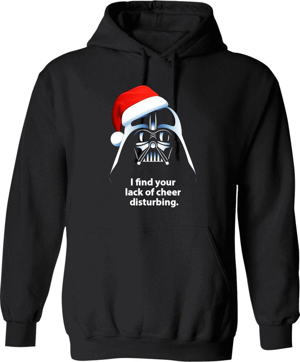 I Find Lack Of Cheer Disturbing Christmas Graphic Pullover Hoodie - Black