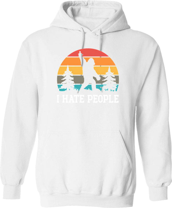 I Hate People Hoodie - Retro Graphic Pullover Hoodie for Men & Women - White