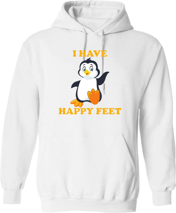 I Have Happy Feet Graphic Pullover Hoodie - White
