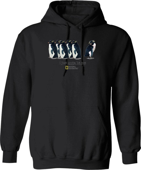 I Just Gotta Be Me Penguin Graphic Pullover Hoodie - Black