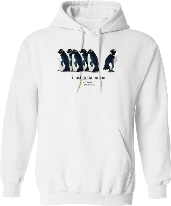 I Just Gotta Be Me Penguin Graphic Pullover Hoodie - White