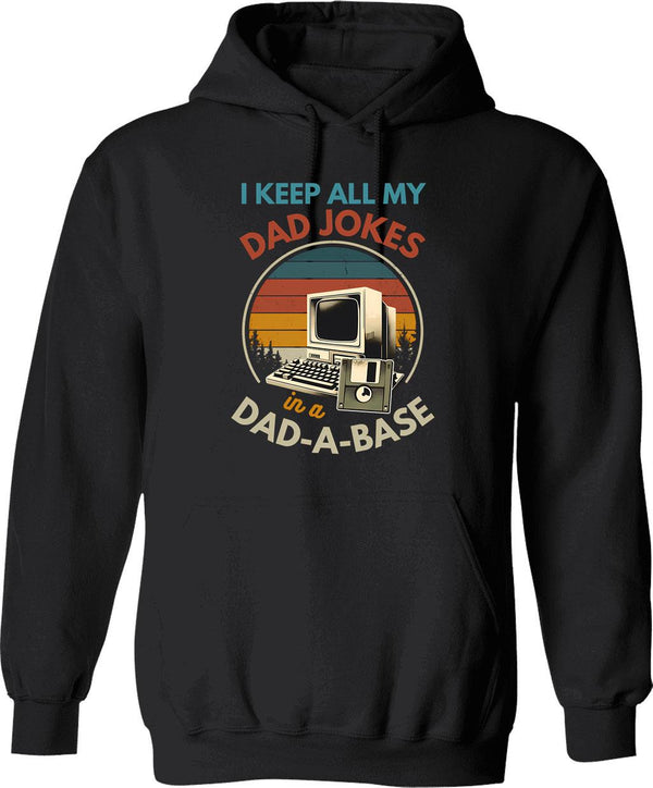 I Keep All My Dad Jokes In A Dad A Base Vintage Fathers Day Hoodie - Black