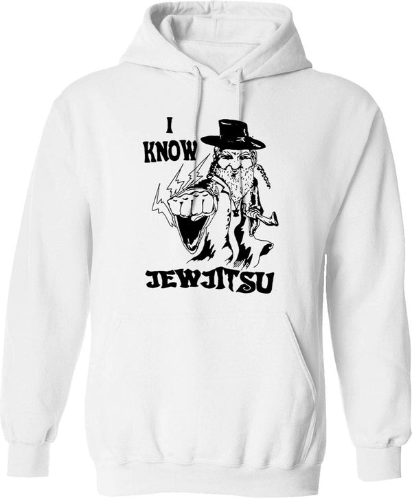 I Know Jew Jitsu Funny Gift Jews Rabbi Graphic Pullover Hoodie - White