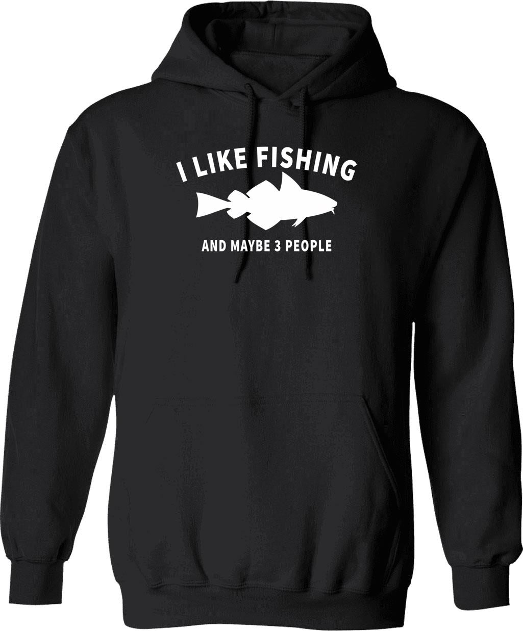 I Like Coffee Fishing And Maybe 3 People Hoodie - Black