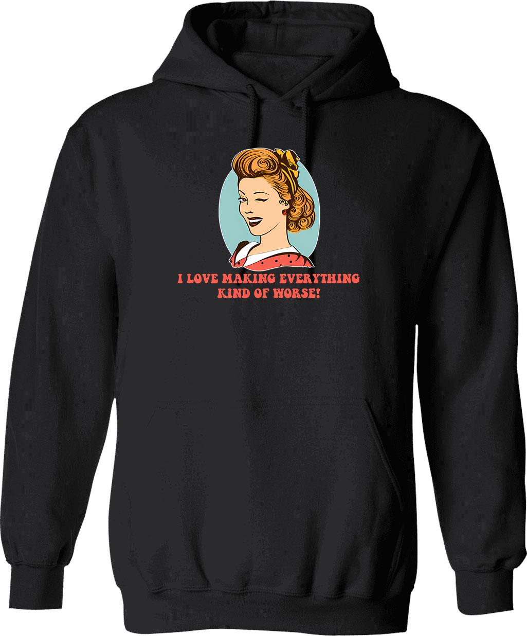 I Love Jazz Hoodie - Retro Graphic Pullover Hoodie for Men & Women - Black