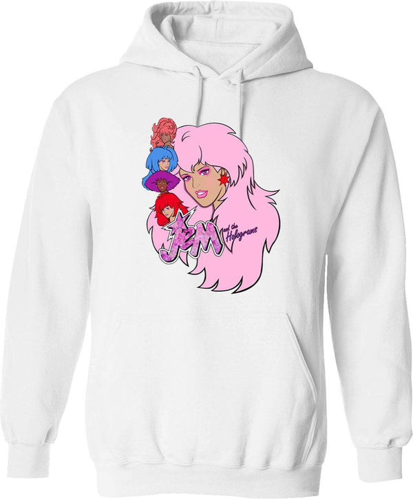 Jem and The Holograms Classic Graphic Pullover Hoodie - White
