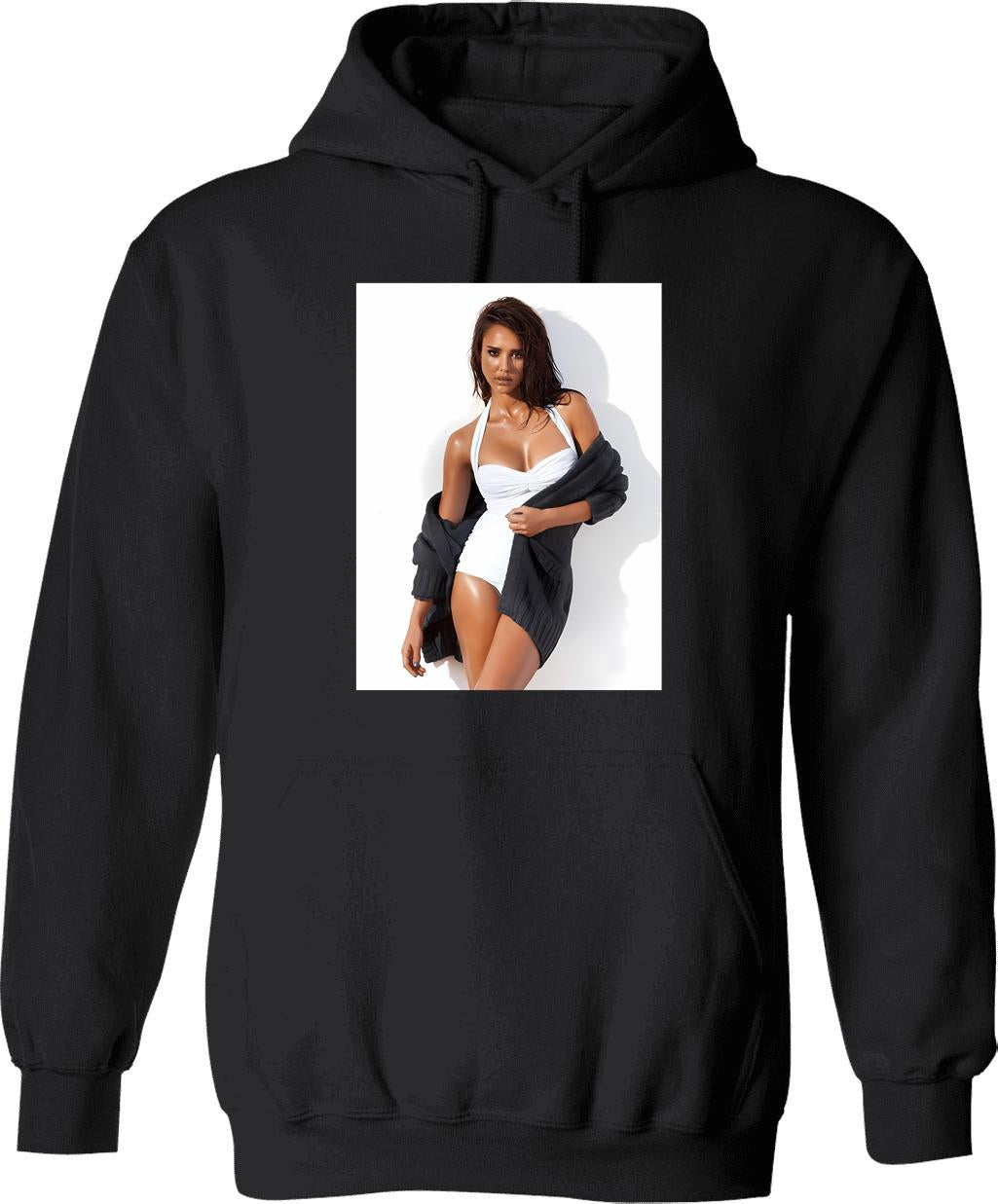 Jessica Alba Sexy Graphic Pullover Hoodie - Black
