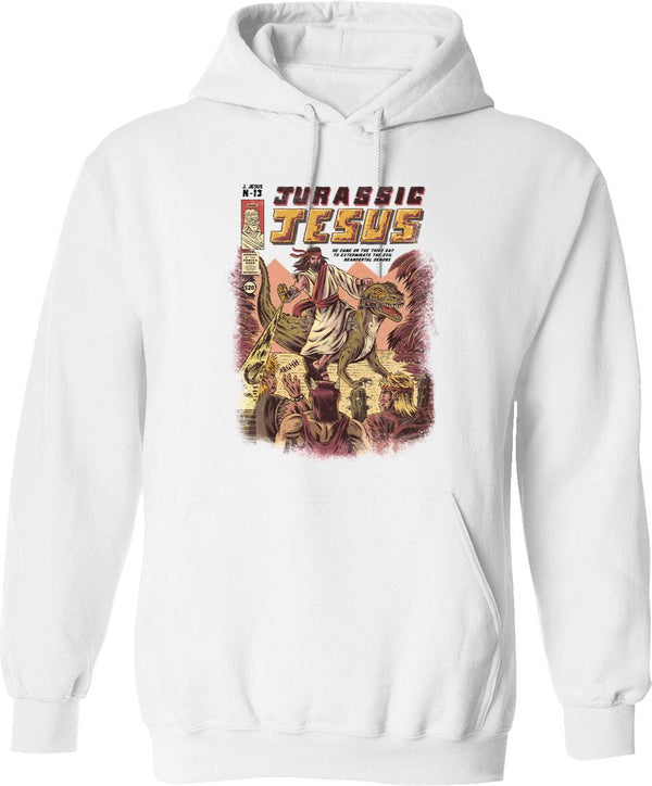 Jurassic Jesus Graphic Pullover Hoodie - White