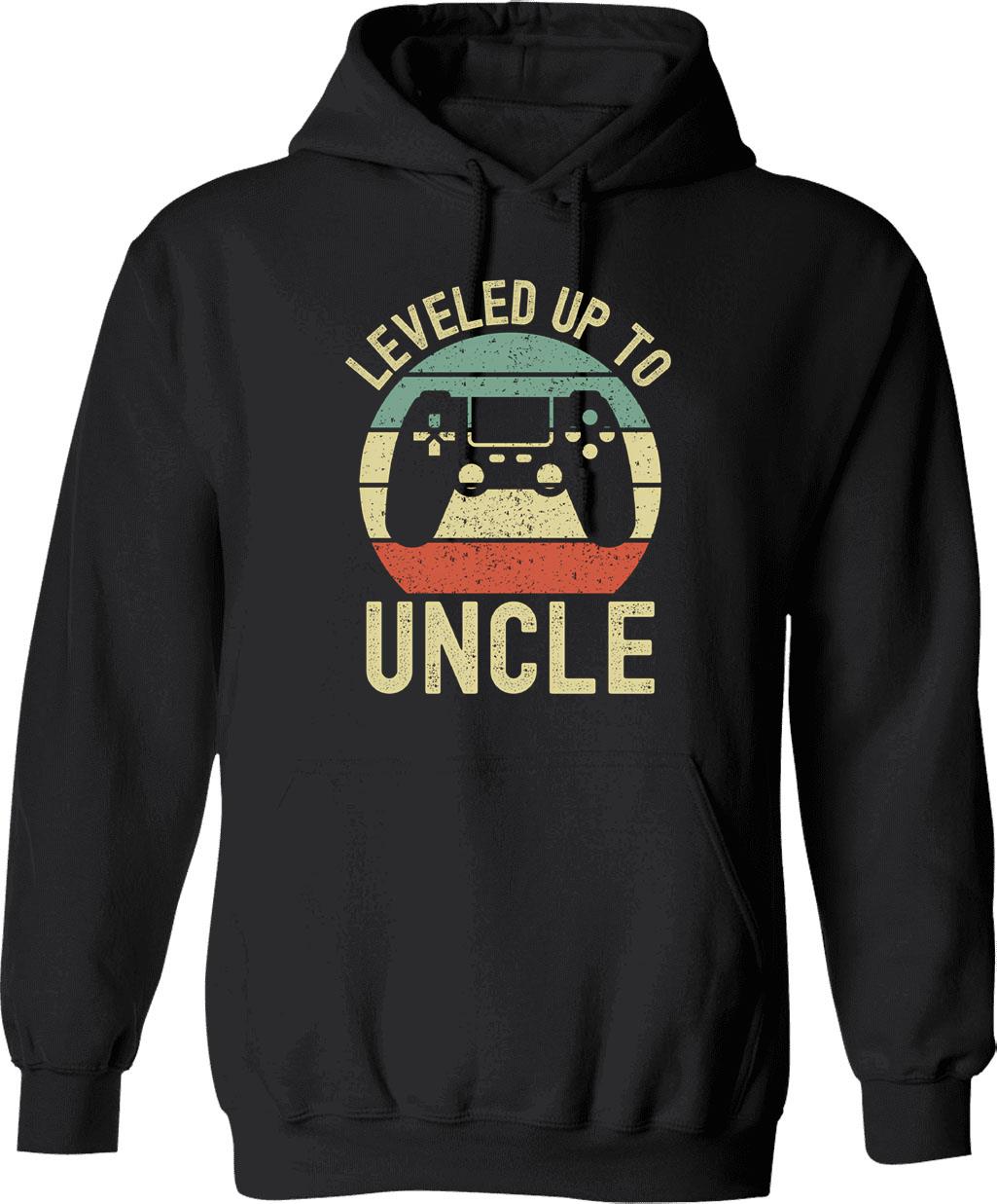 Leveled Up To Daddy Hoodie - Retro Graphic Pullover Hoodie for Men & Women - Black
