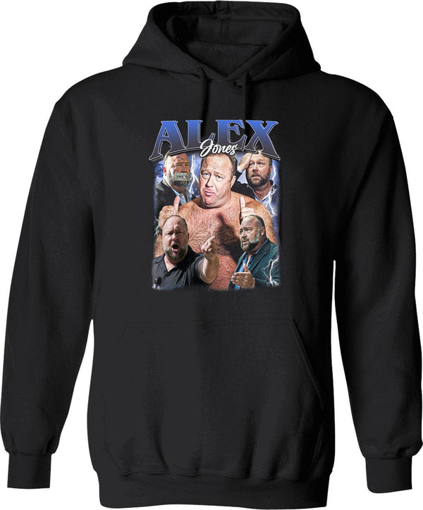 Limited Alex Jones Vintage Hoodie Gift for Woman anda Man Graphic Pullover Hoodie - Black