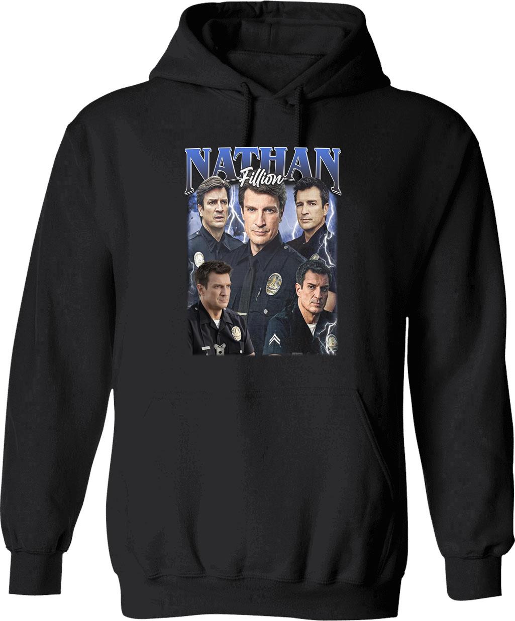 Limitiertes Nathan Fillion Vintage Hoodie Geschenk für Frau und Mann Graphic Pullover Hoodie - Black