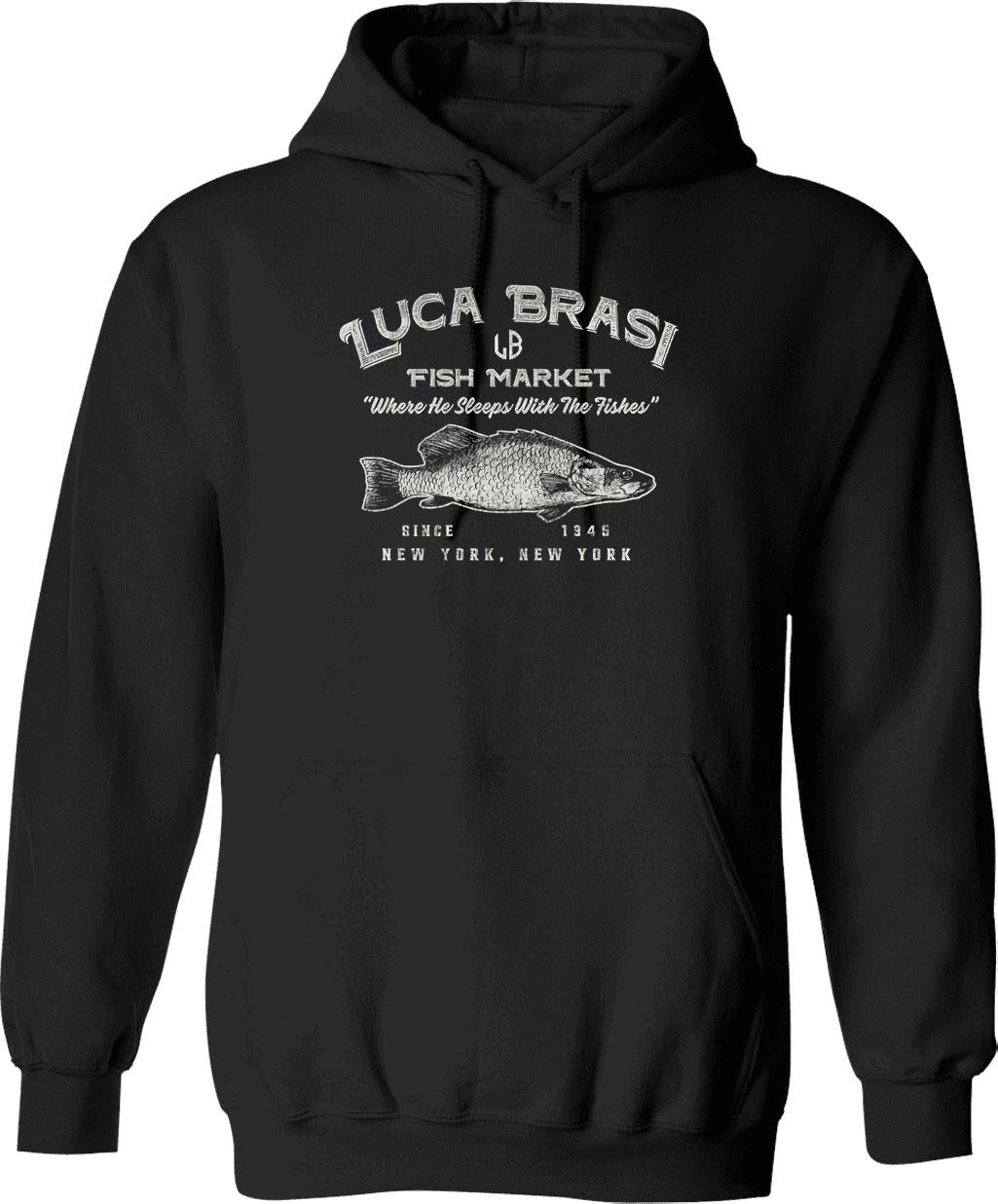 Luca Brasi Fish Market Worn Dks Graphic Pullover Hoodie - Black