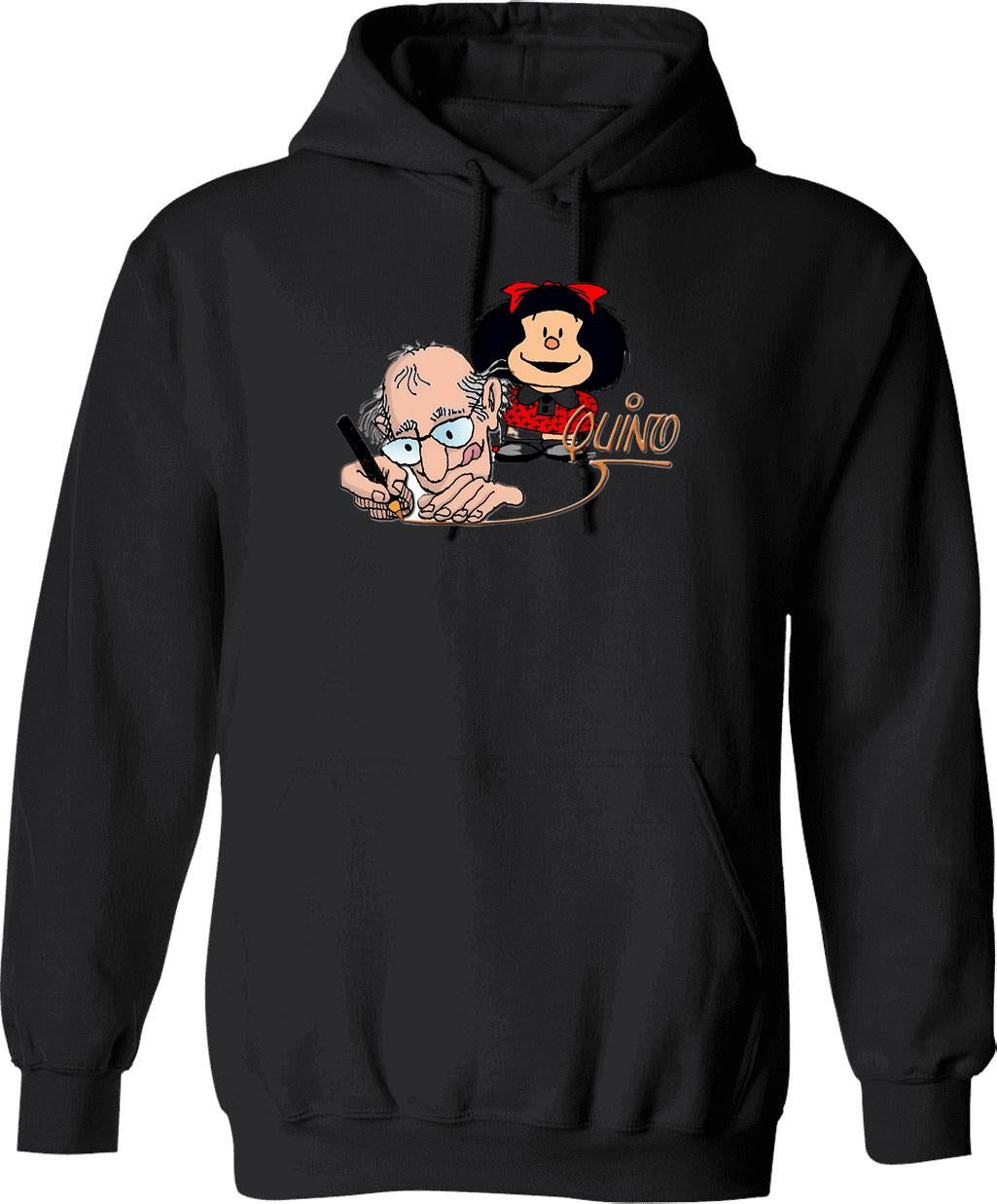 Mafalda Quino Hoodie - Retro Graphic Pullover Hoodie for Men & Women - Black