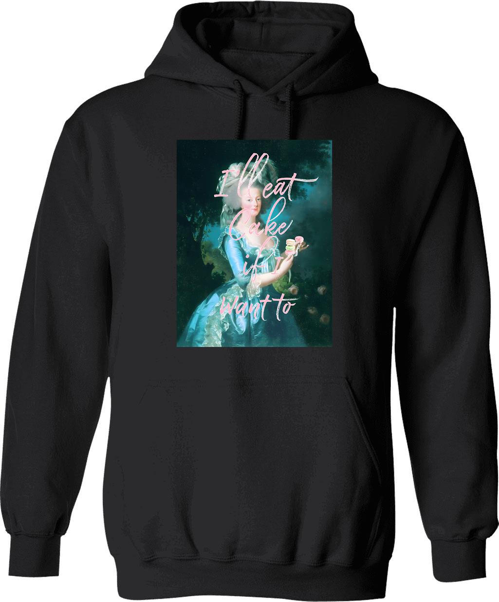 Marie Antoinette Hoodie - Retro Graphic Pullover Hoodie for Men & Women - Black