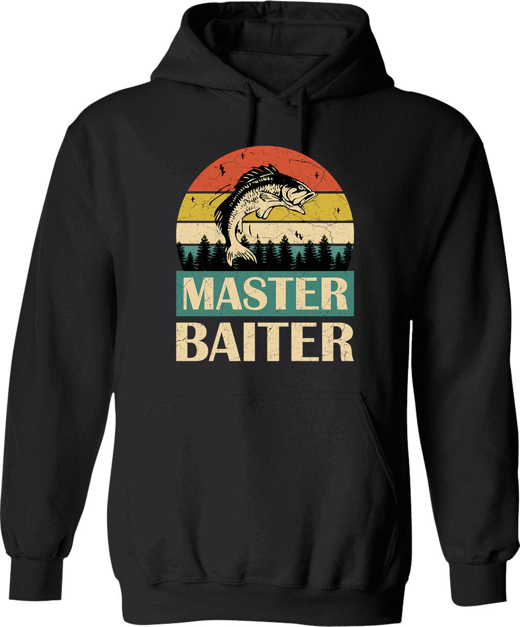 Master Baiter Retro Vintage Sunset Funny Fishing Gift (1) Hoodie - Black