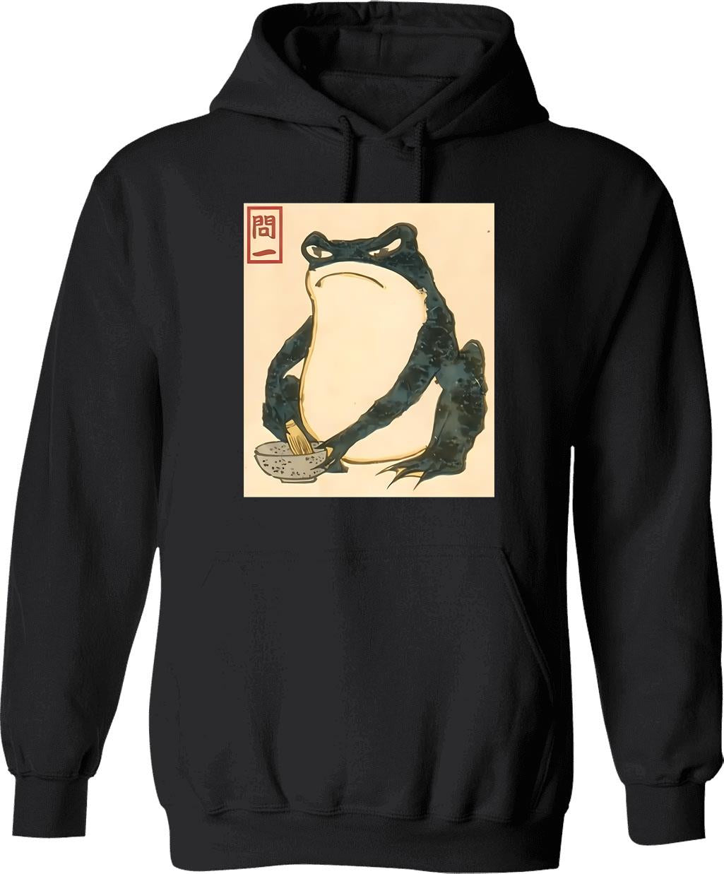 Matsumoto Hoji Japanese Frog Hoodie - Retro Graphic Pullover Hoodie for Men & Women - Black