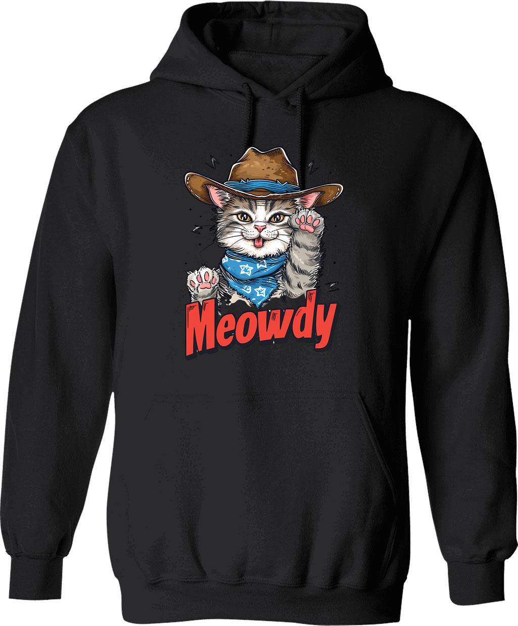 Meowdy Hoodie - Retro Graphic Pullover Hoodie for Men & Women - Black