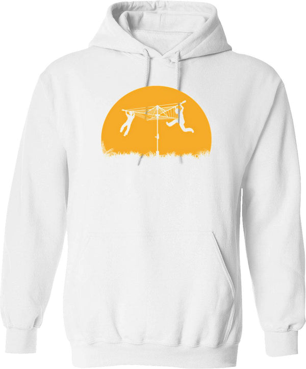 Merry Go Hills Hoist Hoodie - Retro Graphic Pullover Hoodie for Men & Women - White