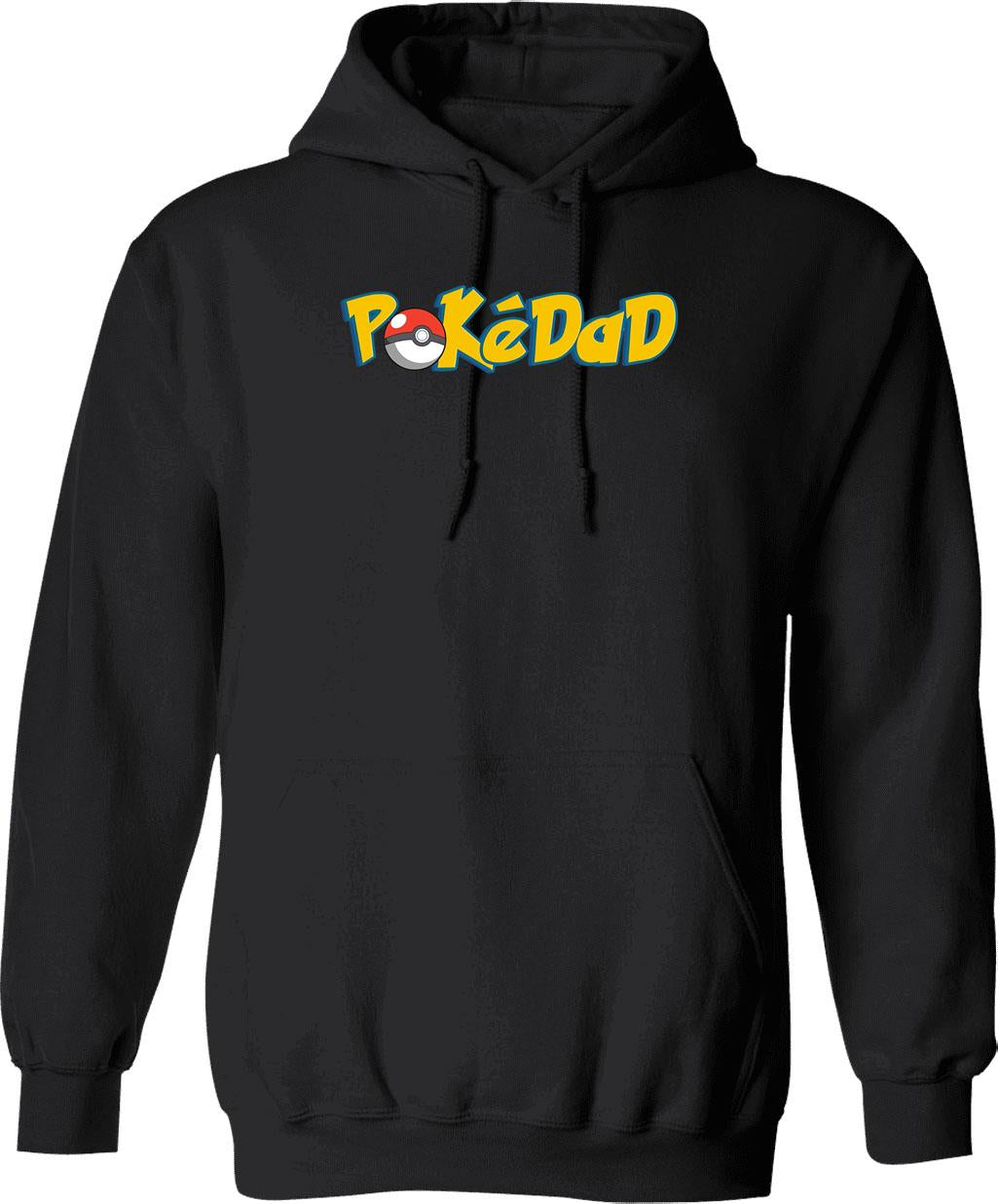 Pokedad Retro Gift for Dad Graphic Pullover Hoodie - Black