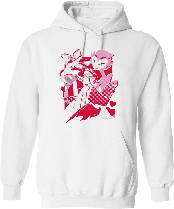 Popomu Blitzo x Stolas Helluva Boss Essential Graphic Pullover Hoodie - White