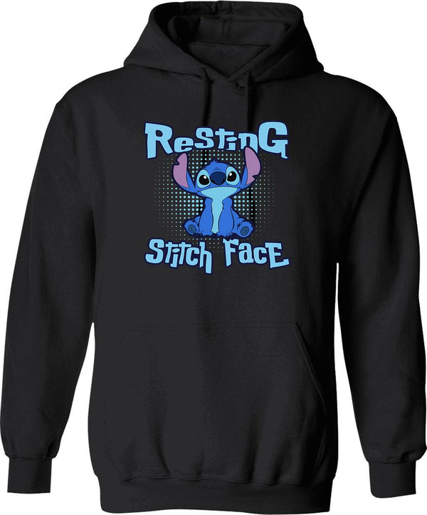 Resting Stitch Face Graphic Pullover Hoodie - Black