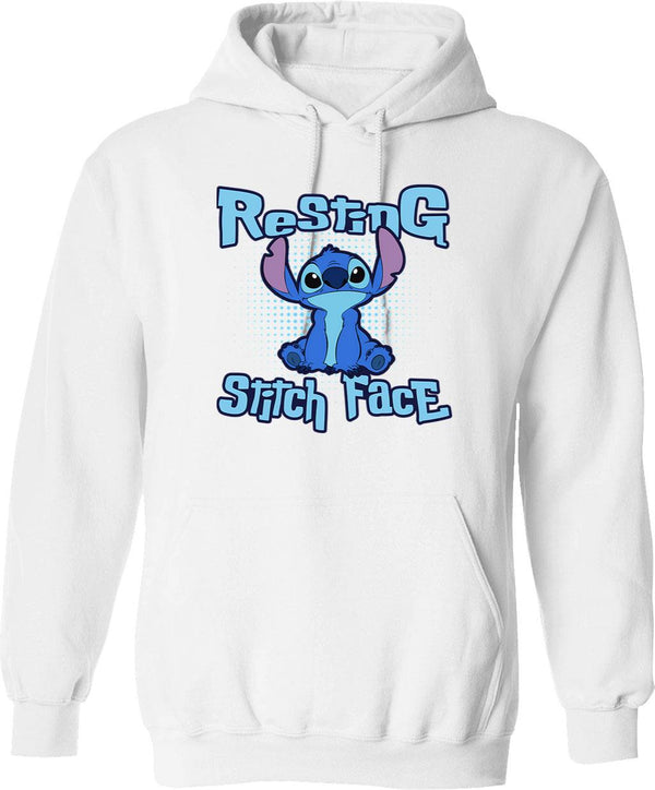 Resting Stitch Face Graphic Pullover Hoodie - White